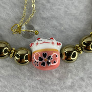 Metal Bracelet With Porcelain Fortune Cat 26.78g 8.2 mm 16 Beads - Huangs Jadeite and Jewelry Pte Ltd