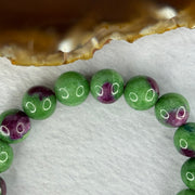 Natural Emerald And Ruby Zoisite Beads Bracelet 43.48g 17cm 11.3mm 18 Beads - Huangs Jadeite and Jewelry Pte Ltd