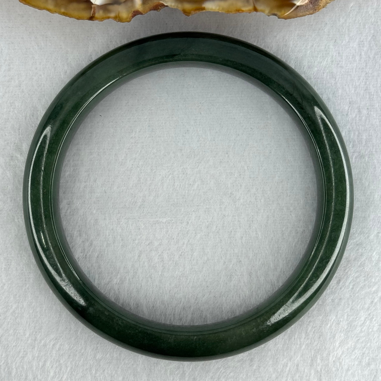 Type A Dark Blueish Green Jadeite Bangle Internal Diameter 58.2mm 48.09g 10.7 by 8.3mm (Slight Internal Lines)