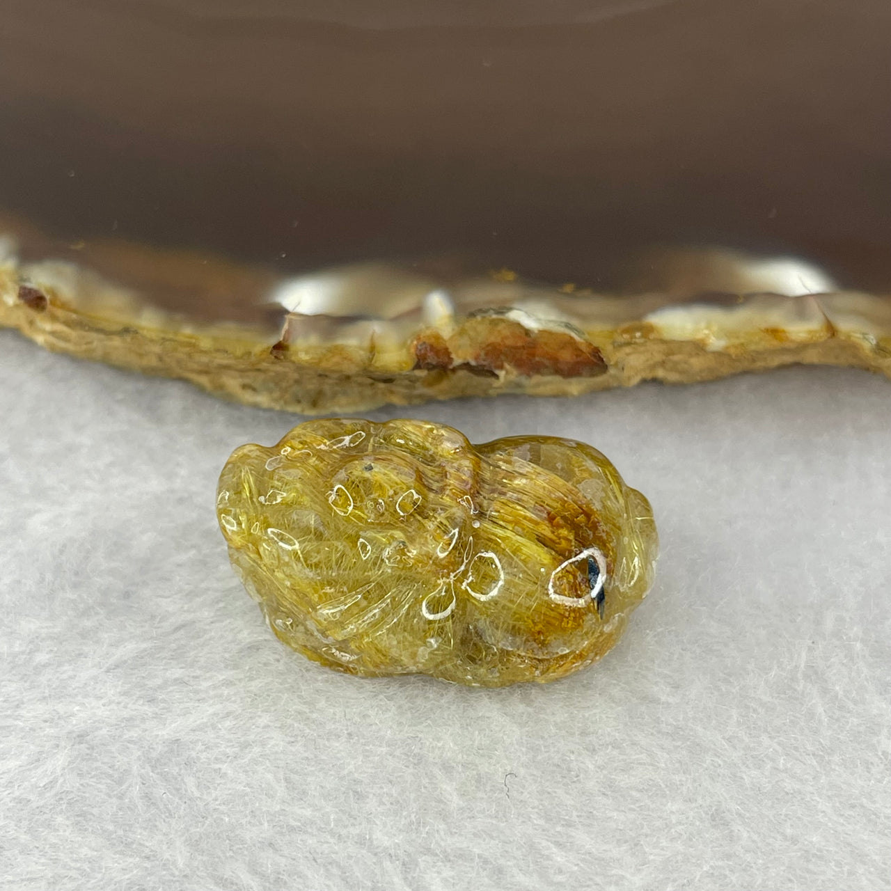 Above Average Grade Natural Golden Rutilated Quartz Pixiu Charm for Bracelet 天然金发水晶貔貅 8.89g 27.5 by 17.4 by 11.6mm - Huangs Jadeite and Jewelry Pte Ltd