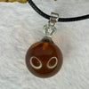 Natural Cognac With Red Amber Bead in S925 Silver Clasp and String Necklace 4.72g 17.0mm