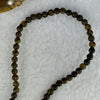 Natural Dark Brown Flower Amber Beads Elastic Necklace 7.50g 50cm 5.2mm 107 Beads