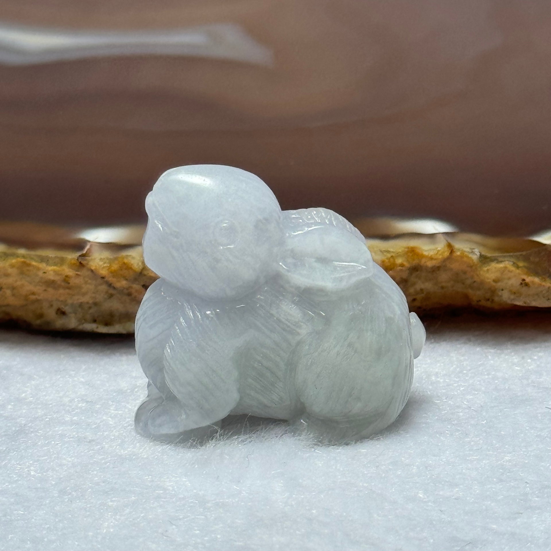 Type A Lavender Jadeite Rabbit Charm 16.50g 27.5 by 13.8 by 25.9mm - Huangs Jadeite and Jewelry Pte Ltd