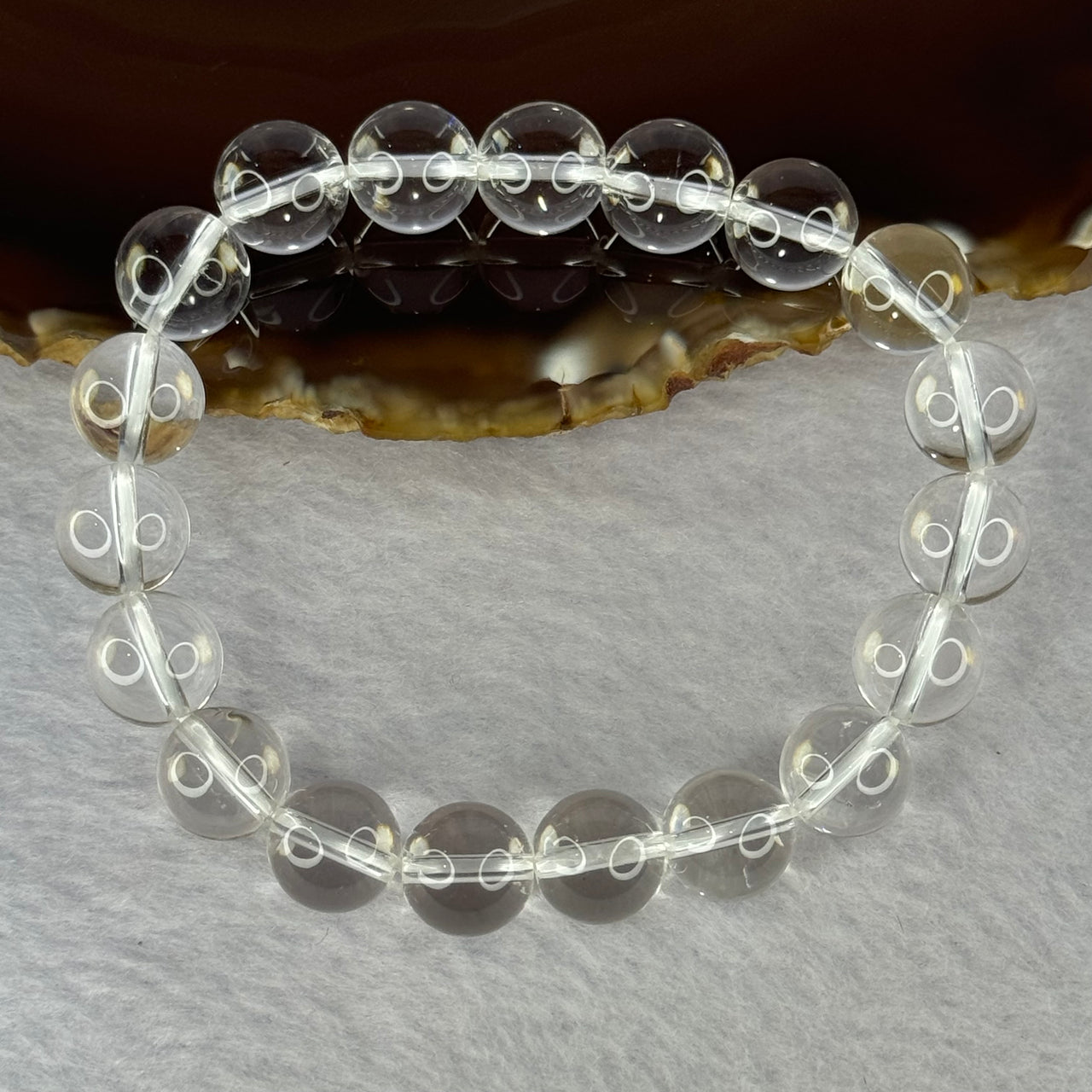 Natural Clear Quartz Bracelet 天然白水晶手链 30.62g 17cm 10.6mm 19 Beads