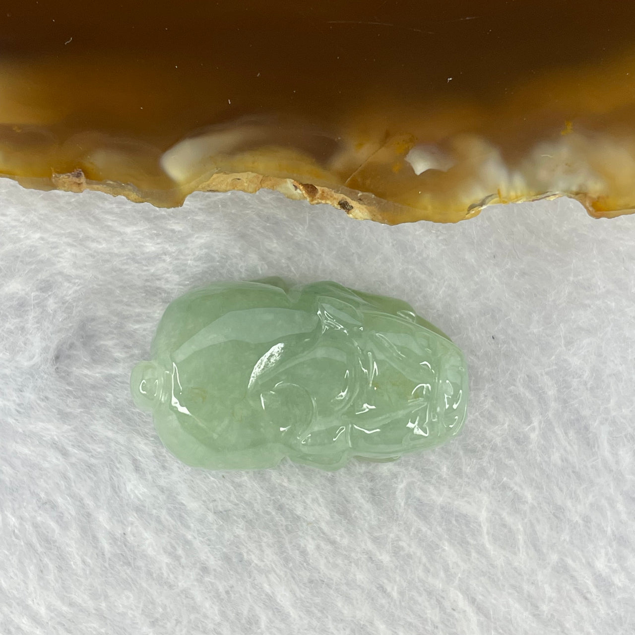 Type A Jelly Light Green Jadeite Pixiu Pendent A货浅绿色翡翠貔貅牌 7.46g 23.0 by 14.0 by 13.5 mm - Huangs Jadeite and Jewelry Pte Ltd