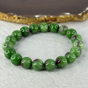 Natural Emerald And Ruby Zoisite Beads Bracelet 35.57g 16.5cm 10.4mm 19 Beads - Huangs Jadeite and Jewelry Pte Ltd