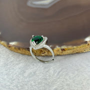 Simulated Emerald in PT950 Plated Sliver Sliver Ring (Adjustable Size) 款仿真祖母绿爱心戒指 2.59g 7.5 by 7.7 by 2.0mm - Huangs Jadeite and Jewelry Pte Ltd