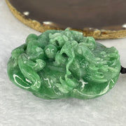 Rare Type A Good Translucent Full Green Jadeite Double Dragon and Coin with Hand Play String 罕见 A 货半透明全绿翡翠双龙手把件 181.89g 72.1 by 57.60 by 30.70mm with NGI Cert No. 82823875 - Huangs Jadeite and Jewelry Pte Ltd