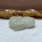 Type A Light Lavender Green Jadeite Rabbit Pendant 13.12g 31.6 by 12.8 by 17.8mm - Huangs Jadeite and Jewelry Pte Ltd