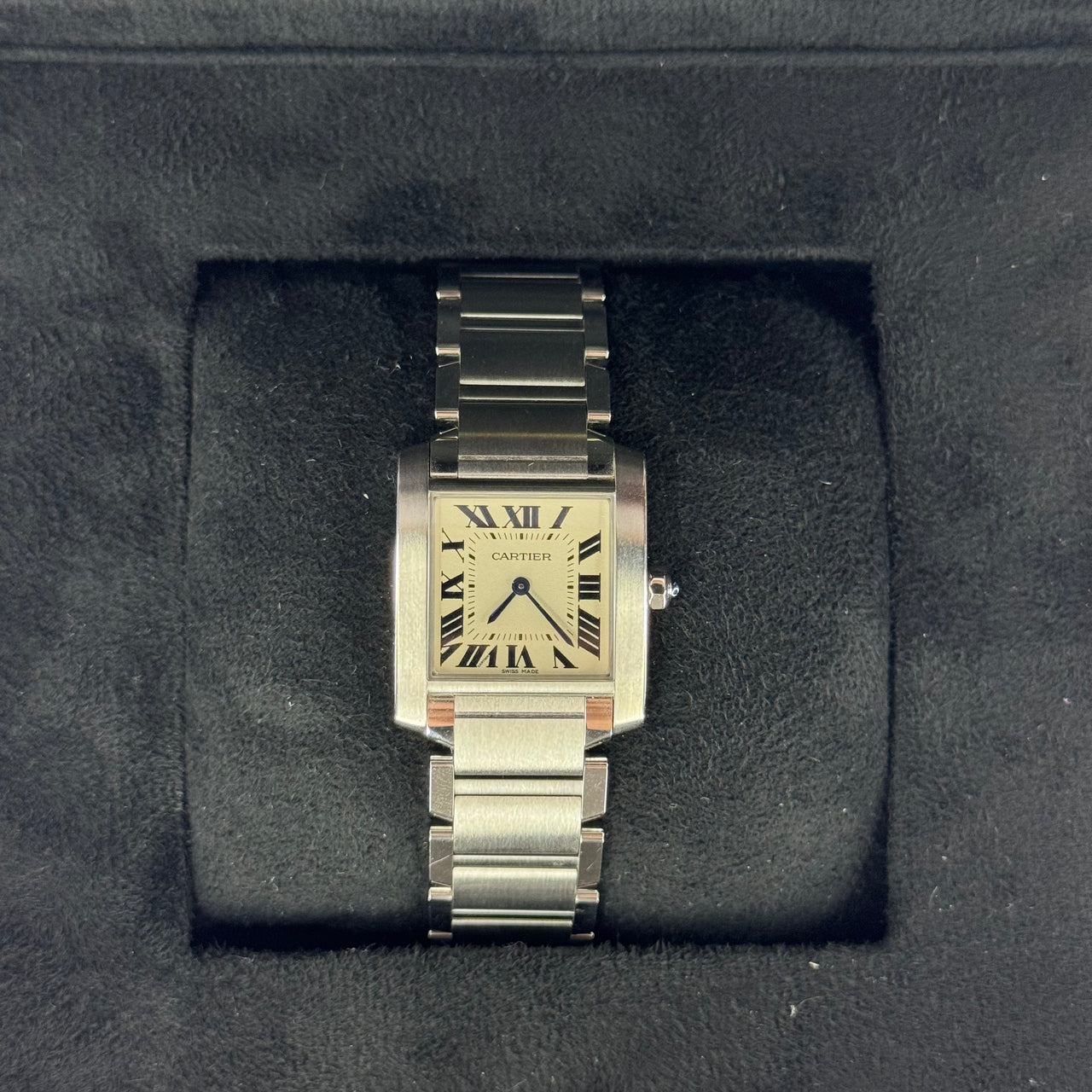 (Pre-Love) Cartier Watch Tank Francaise MM Steel Quartz with Original Box and Invoice Dated 6 Aug 2020 (Like New)