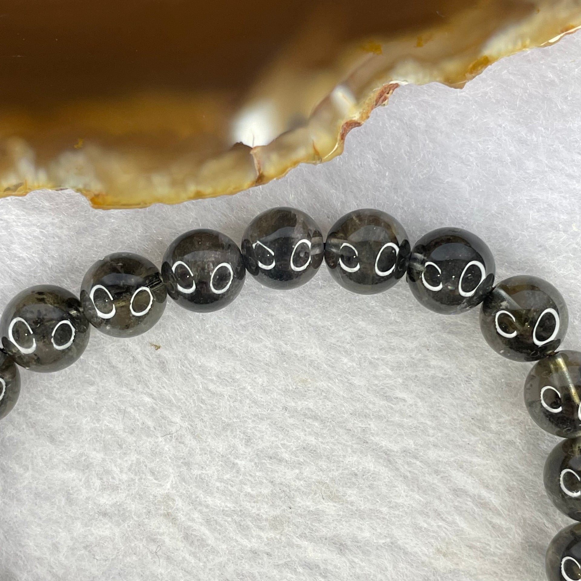 Natural Black Auralite Crystal Bracelet 黑极光手链 20.06g 8.9 mm 22 Beads - Huangs Jadeite and Jewelry Pte Ltd