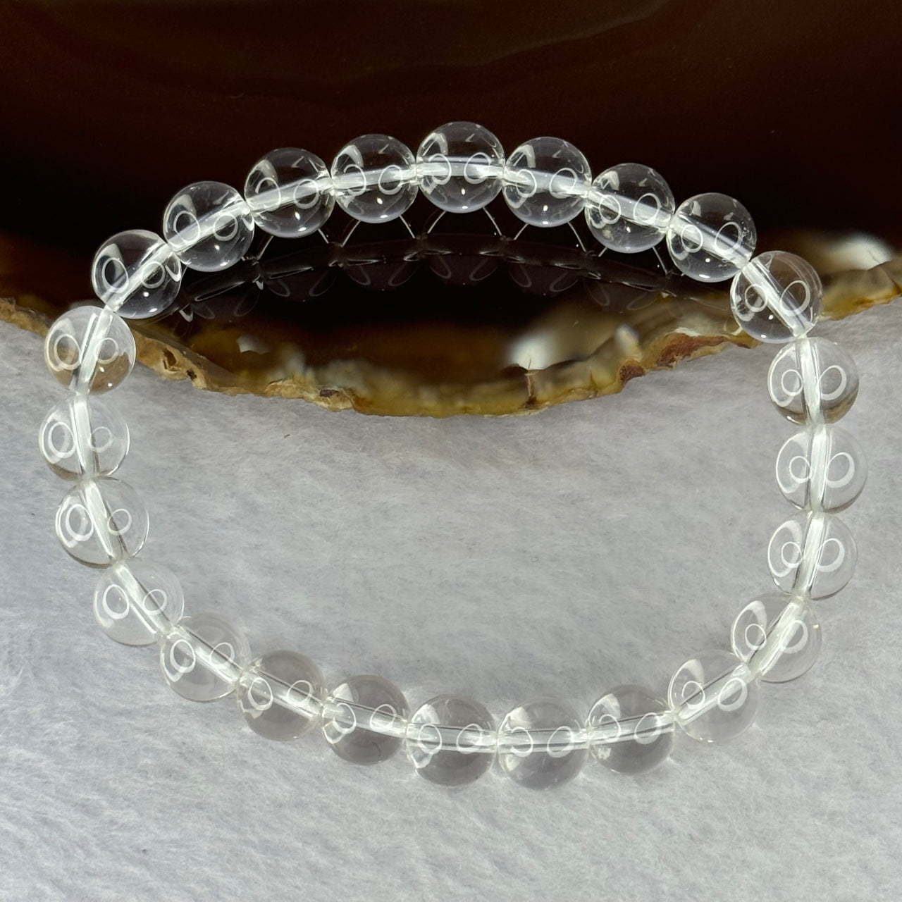 Natural Clear Quartz Bracelet 天然白水晶手链 18.45g 16.5cm 8.4mm 24 Beads