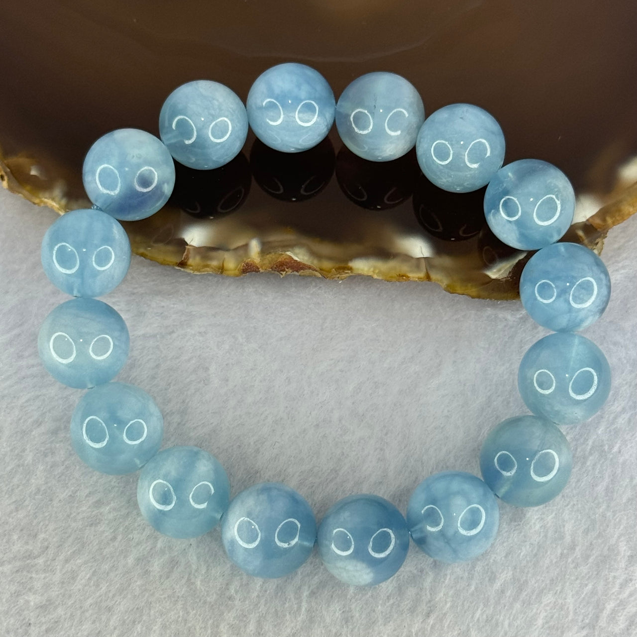 Natural Aquamarine Beads Bracelet 50.83g 18cm 13.2mm 16 Beads