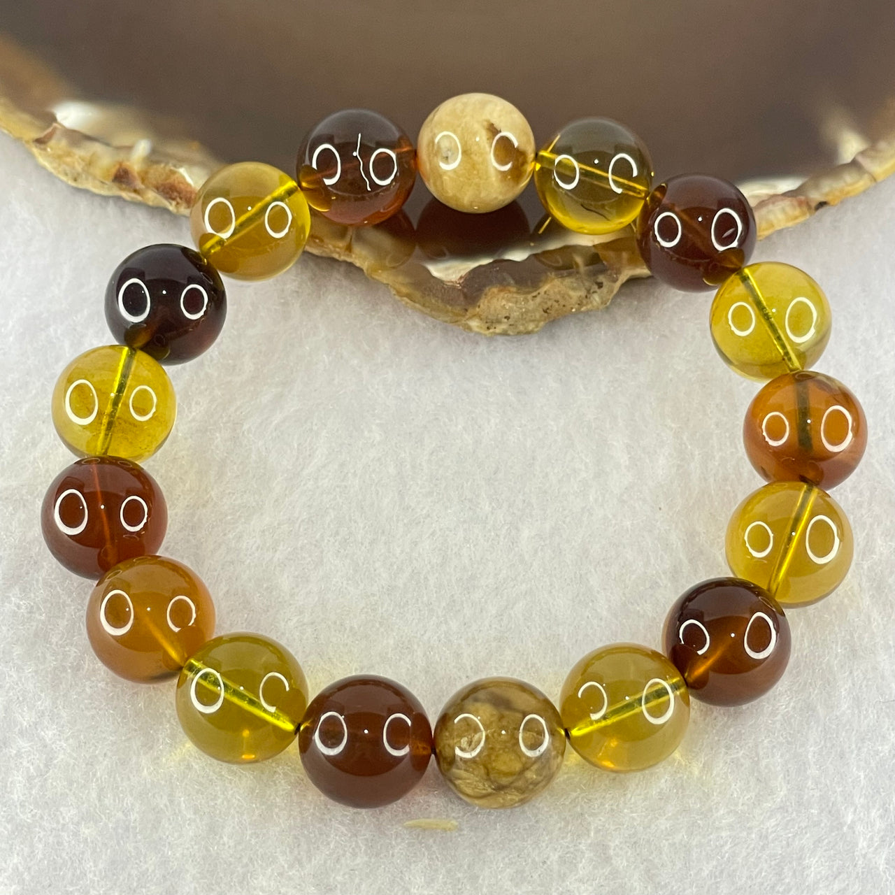 Good Grade Natural Myanmar Mixed Color Amber Beads Bracelet 天然缅甸多宝琥珀手链 17.36g 18cm 12.4mm 17 Beads