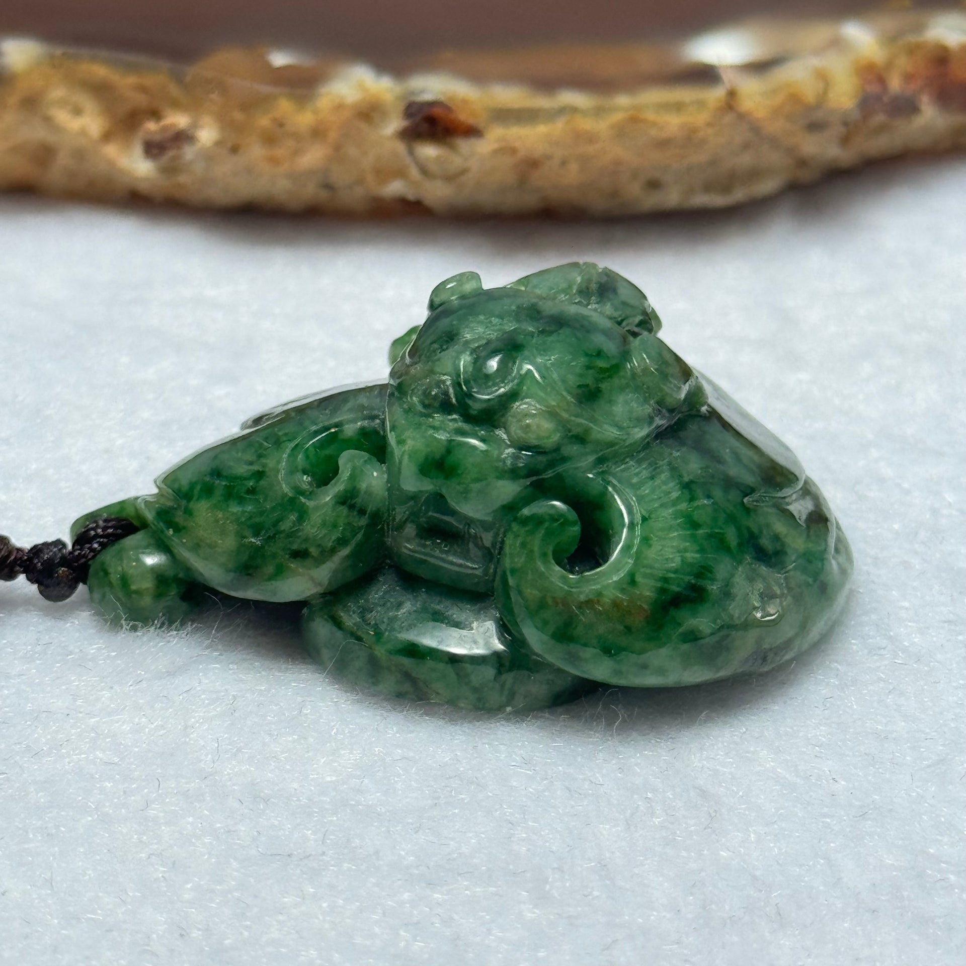 Type A Old Mine Green Piao Hua Jadeite Bat Pendent 28.33g 41.9 by 29.4 by 17.6mm - Huangs Jadeite and Jewelry Pte Ltd