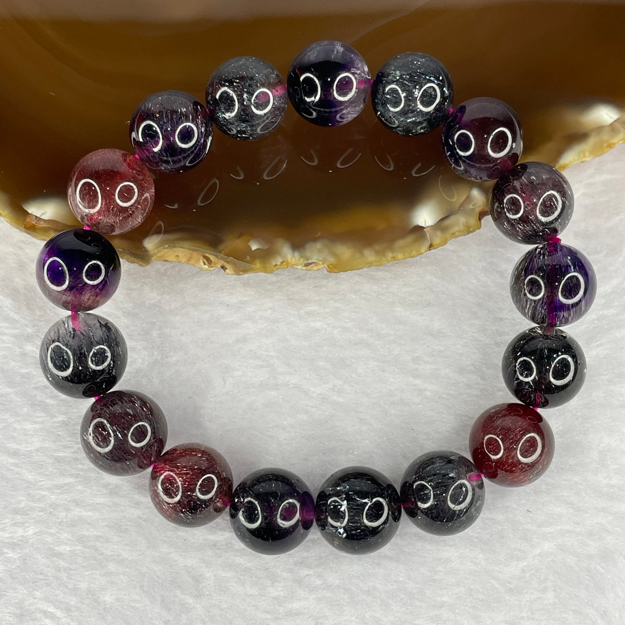 Very Very High End Natural Black Super 7 Crystal Bracelet 17 Beads 13.0mm 48.17g - Huangs Jadeite and Jewelry Pte Ltd