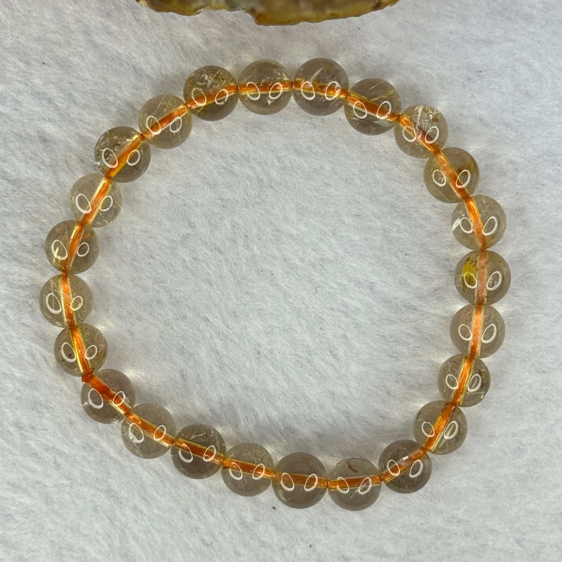 Natural Golden Rutilated Quartz Beads 天然金发水晶手链 14.53g 15cm 7.5mm 24 Beads - Huangs Jadeite and Jewelry Pte Ltd