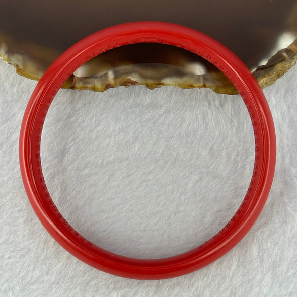 Natural Red Cinnabar Bangle with Inscription 20.10g Internal Diameter 58.0mm 10.0 by 5.9mm