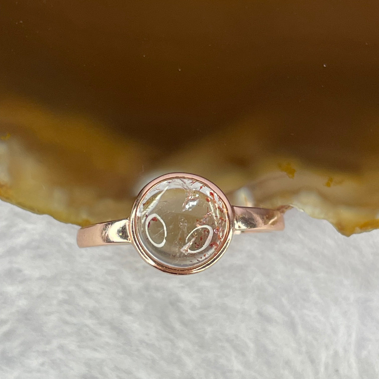 Above Average Grade Natural Super 7 Crystal in 925 Sliver Ring in Rose Rose Color (Adjustable Size) 天然超级七水晶 925 银戒指（可调节尺寸) 1.89g 8.3 by 8.3 by 4.3mm - Huangs Jadeite and Jewelry Pte Ltd