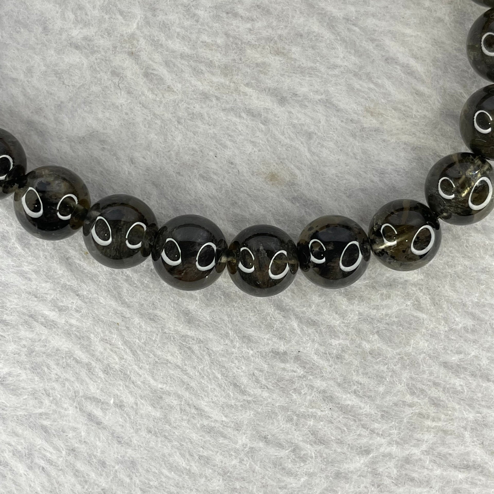 Natural Black Auralite Crystal Bracelet 黑极光手链 20.06g 8.9 mm 22 Beads - Huangs Jadeite and Jewelry Pte Ltd