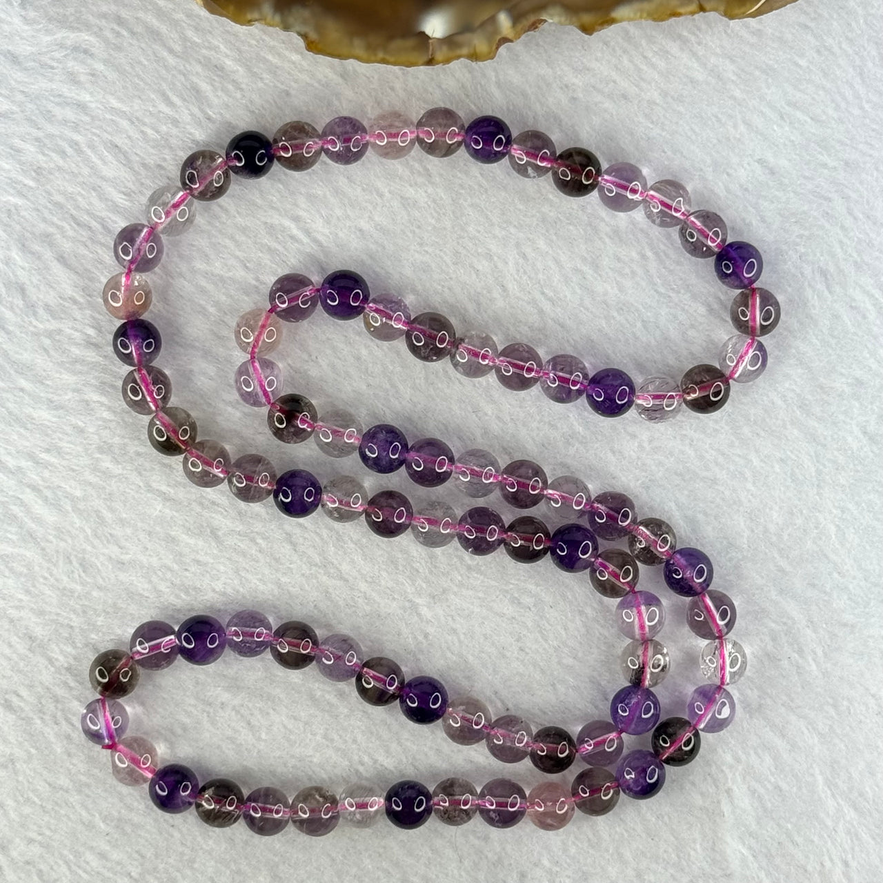 Above Average Grade Natural Super 7 Crystal Beads Necklace 天然超级七水晶珠项链 34.82g 54cm 6.9mm 85 Beads - Huangs Jadeite and Jewelry Pte Ltd