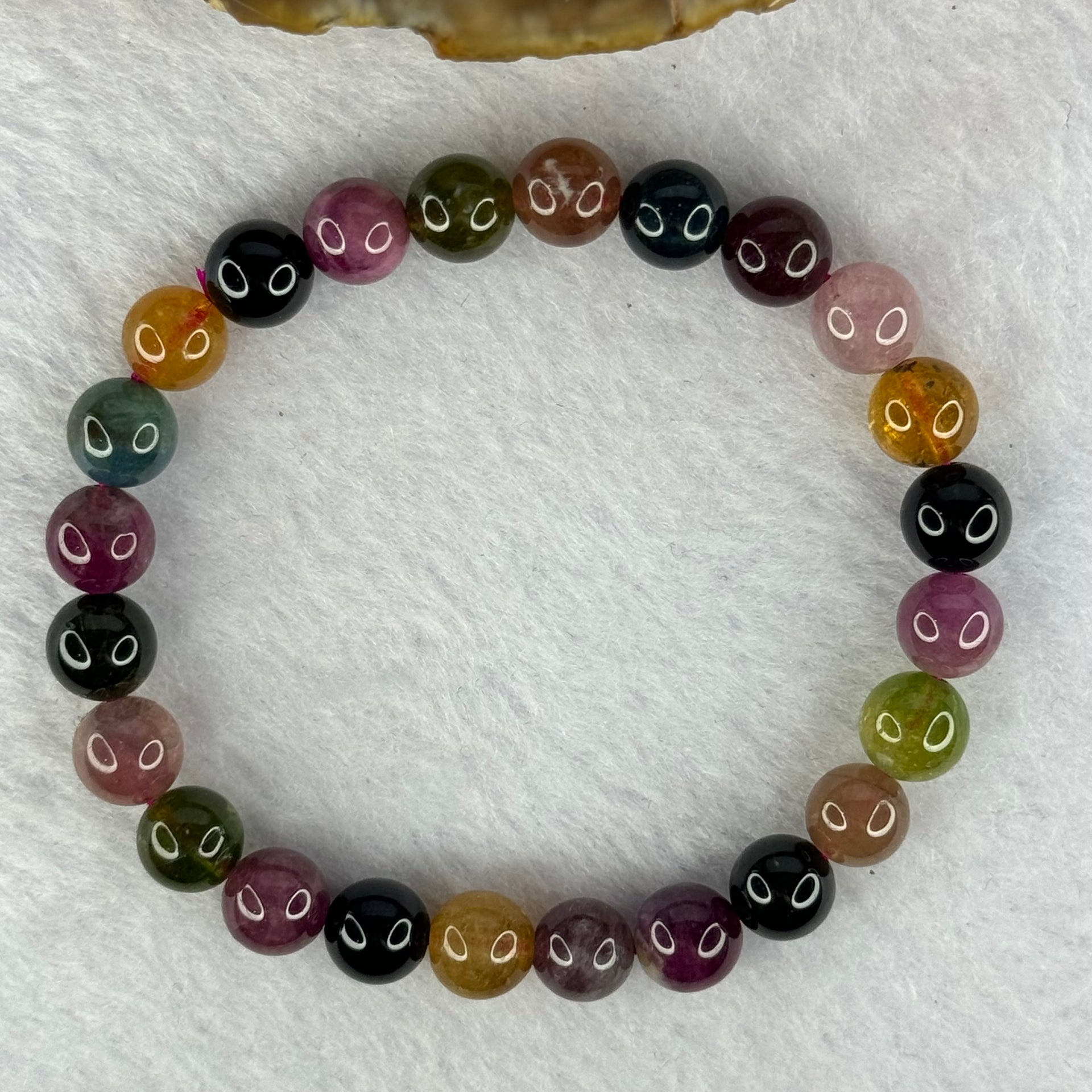 Good Grade Natural Tourmaline Beads Bracelet 好的天然碧玺珠手链 17.49g 15.5cm 7.9mm 24 Beads - Huangs Jadeite and Jewelry Pte Ltd