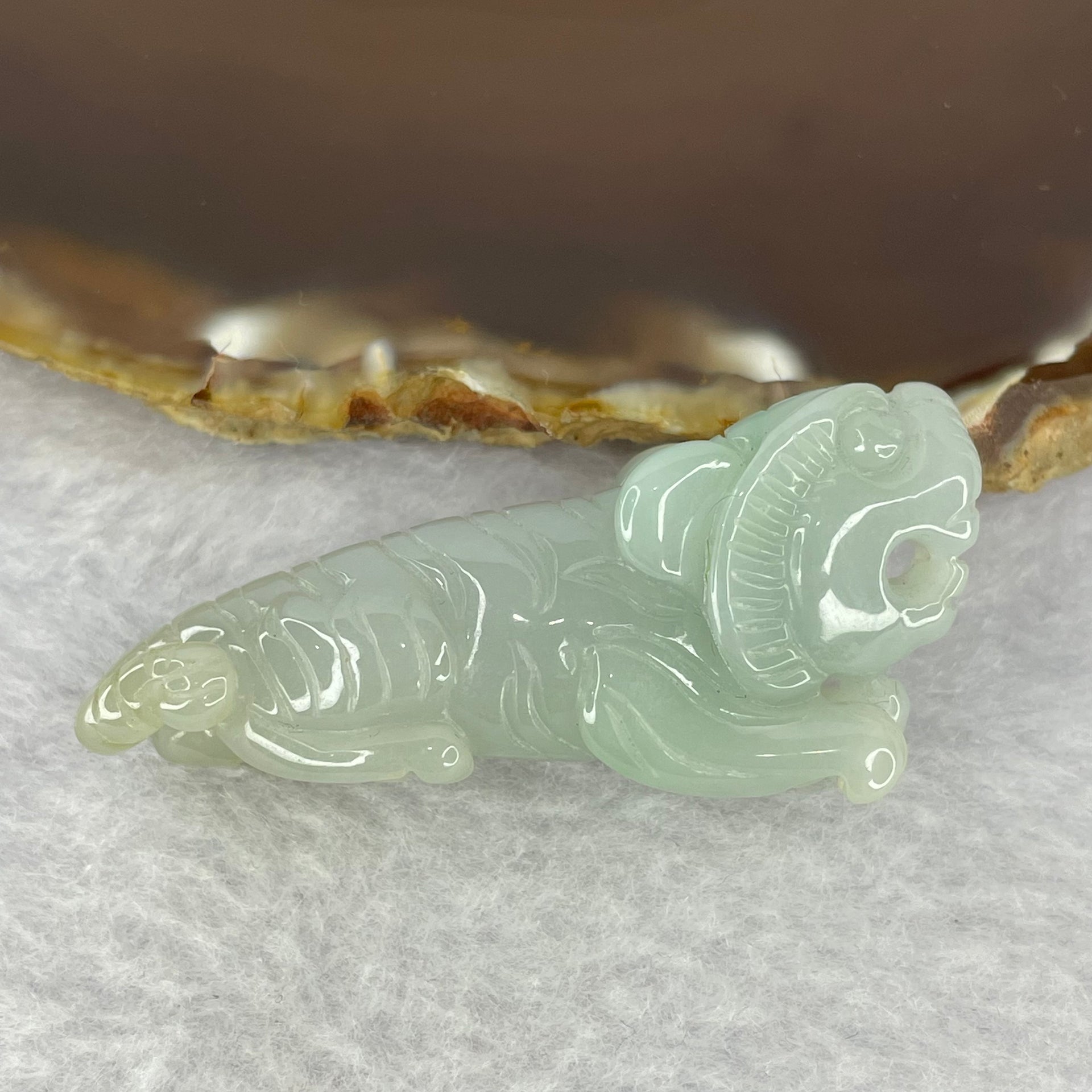 Type A Sky Blue with Yellow Jadeite Tiger 24.95g by 52.6 by 14.7 by 23.6mm - Huangs Jadeite and Jewelry Pte Ltd