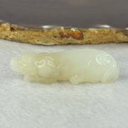 Natural White with Brown Nephrite Dog Mini Display / Pendant 19.45g 51.8 by 14.9 by 17.4mm - Huangs Jadeite and Jewelry Pte Ltd