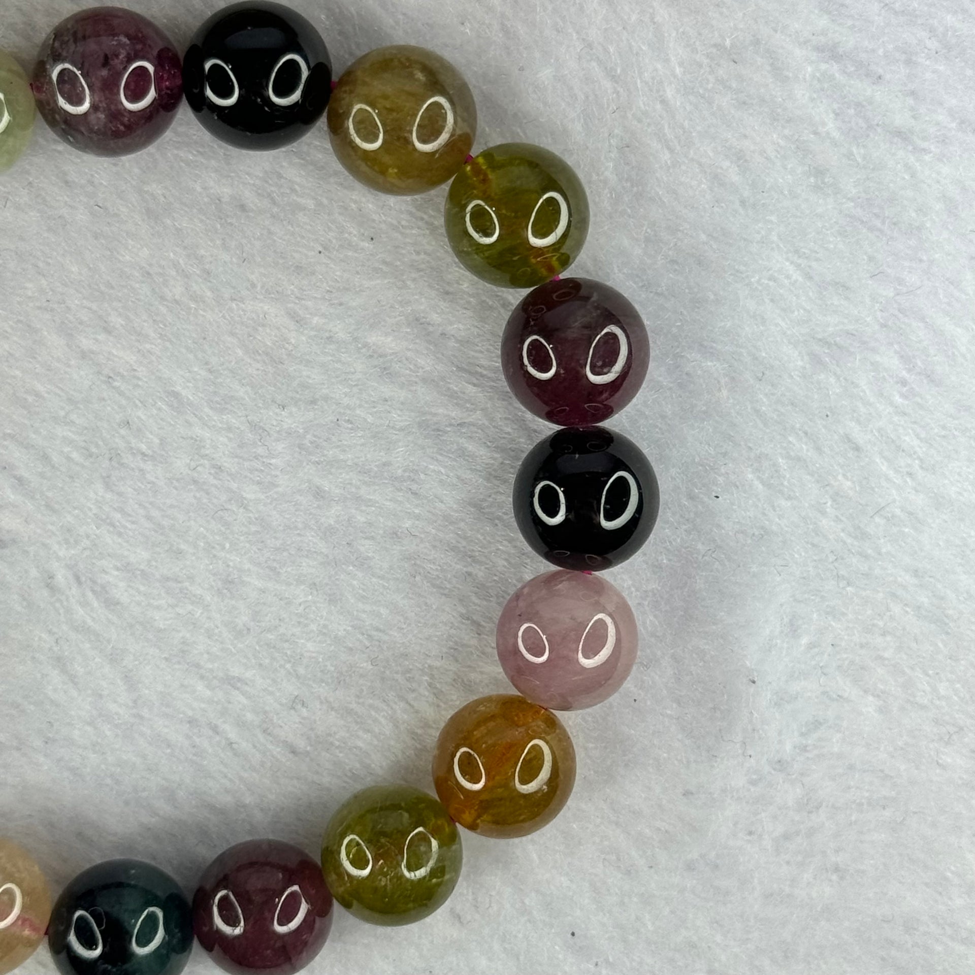 Good Grade Natural Tourmaline Beads Bracelet 好的天然碧玺珠手链 32.10g 16.5cm 10.3mm 19 Beads - Huangs Jadeite and Jewelry Pte Ltd