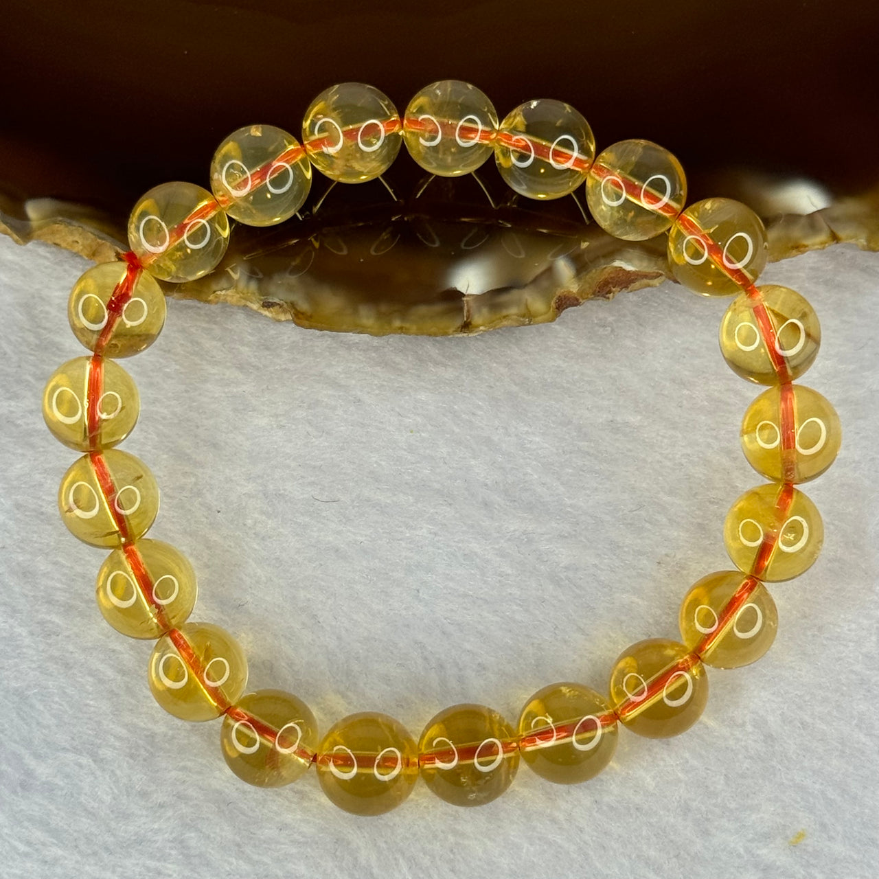 Natural Citrine Beads Bracelet 天然黄水晶手镯 22.91g 16.5cm 9.4mm 21 Beads