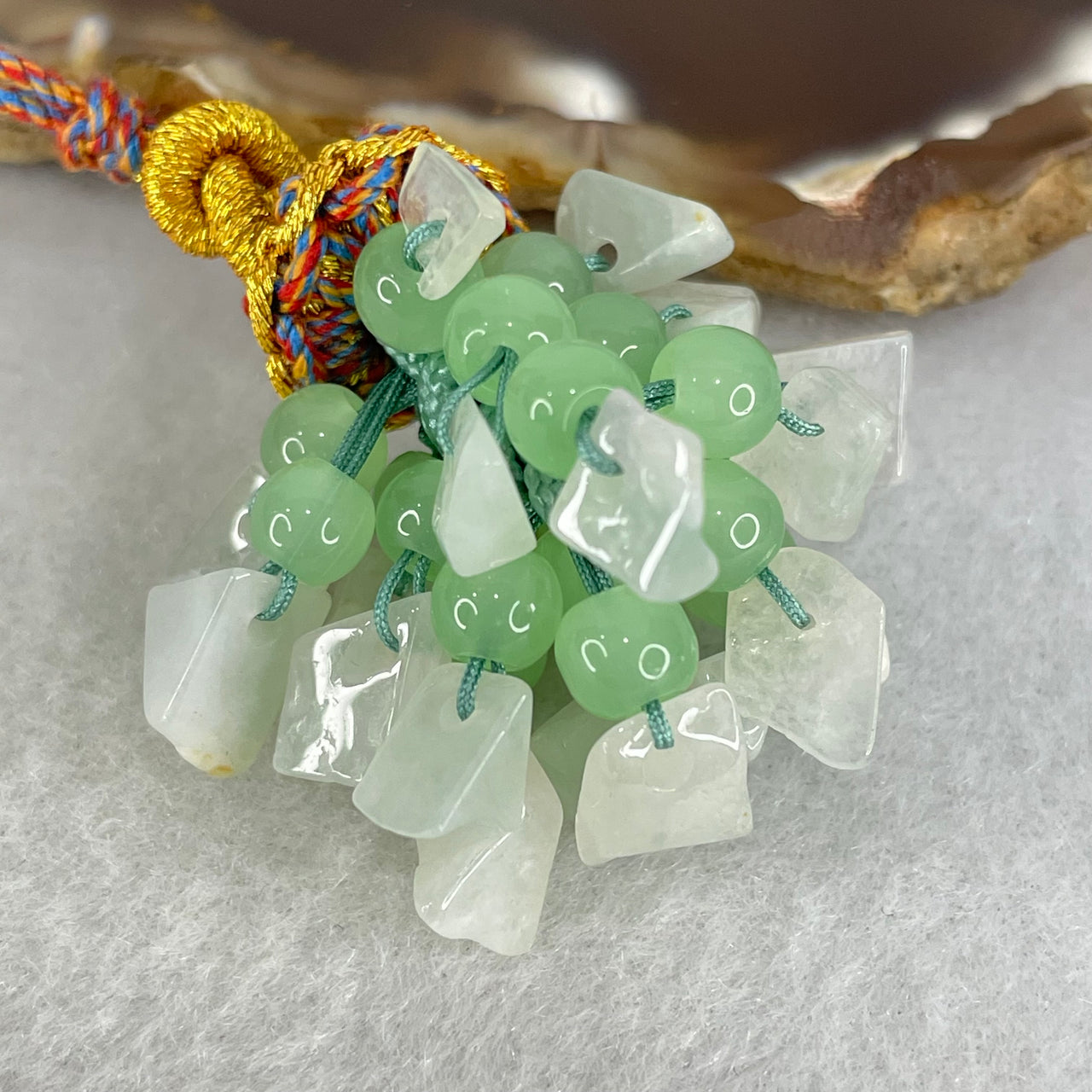 Type A Muti Color Jadeite Fragments And Crystal Hanging Display 10.80g 9.1 by 6.6 by 2.8mm 20pcs