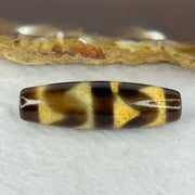 Natural Powerful Tibetan Old Oily Agate Double Tiger Tooth Dzi Bead Heavenly Master (Tian Zhu) 双虎牙天诛 7.46g 38.1. by 11.6mm - Huangs Jadeite and Jewelry Pte Ltd