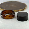 Natural Dark Cognac with Red Amber Bangle Set Internal Diameter 53.6mm 21.6 by 8.4mm and Round Center Piece 51.1 by 23.8mm Total Weight 76.72g