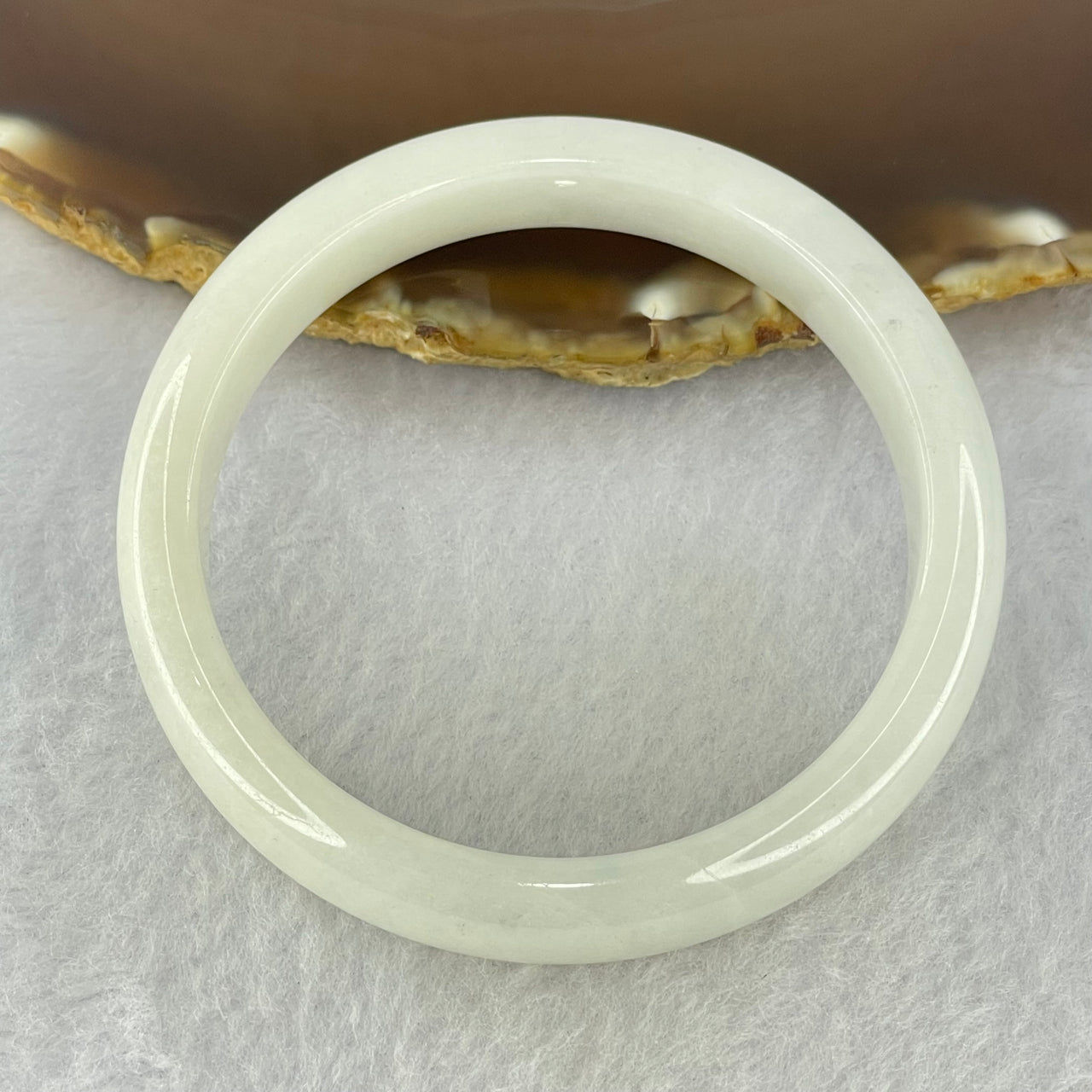 Type A Faint Lavender Green Jadeite Bangle Internal Diameter 55.4mm 42.91g 11.7 by 7.2mm (External Lines)