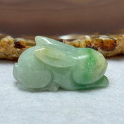 Type A Green with Spicy Piao Hua Jadeite Rabbit Charm 17.05g 36.0 by 14.2 by 17.6mm - Huangs Jadeite and Jewelry Pte Ltd