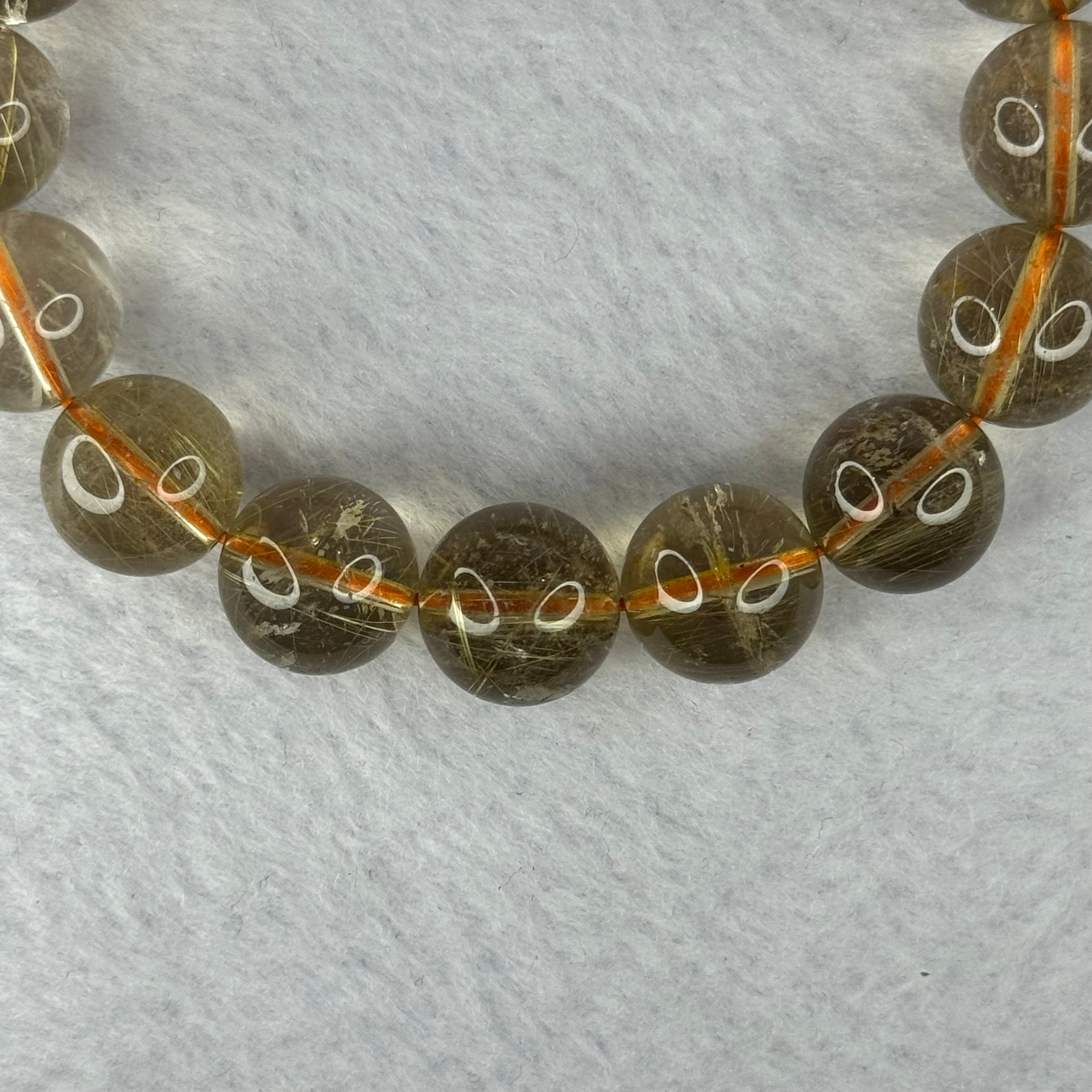 Natural Golden Rutilated Quartz Beads 天然金发水晶手链 50.25g 18cm 13.2mm 16 Beads - Huangs Jadeite and Jewelry Pte Ltd