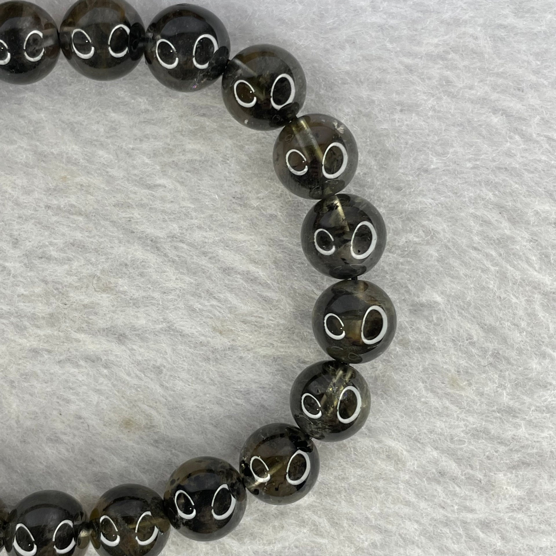 Natural Black Auralite Crystal Bracelet 黑极光手链 20.06g 8.9 mm 22 Beads - Huangs Jadeite and Jewelry Pte Ltd