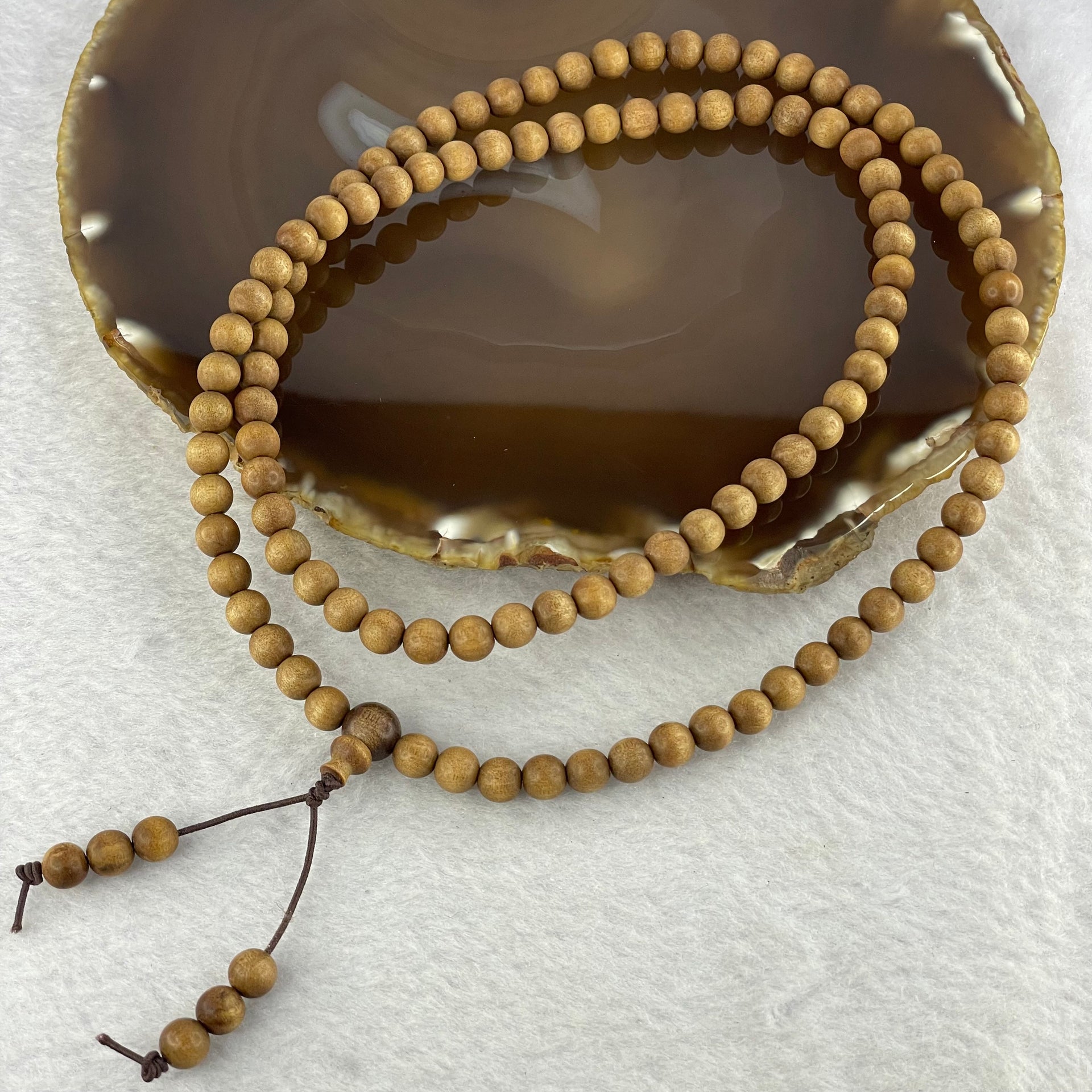 Natural Wild Old India Sandalwood Necklace 印度老山檀 12.61g 6.3mm 108+6 beads - Huangs Jadeite and Jewelry Pte Ltd