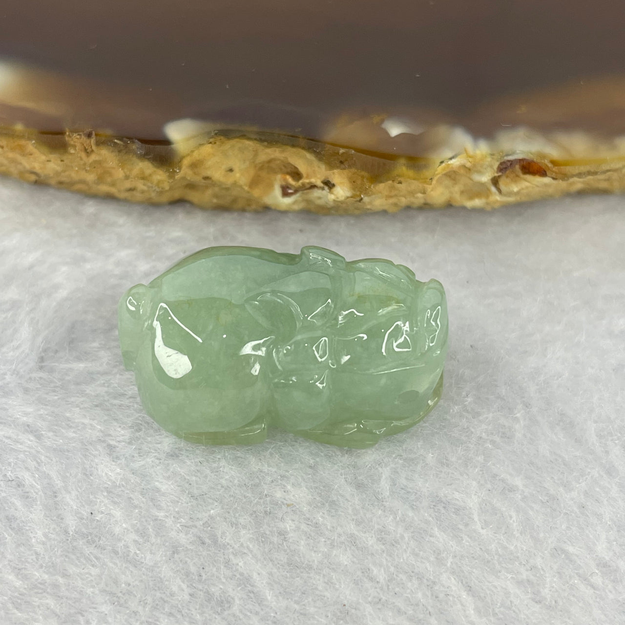 Type A Jelly Light Green Jadeite Pixiu Pendent A货浅绿色翡翠貔貅牌 7.46g 23.0 by 14.0 by 13.5 mm - Huangs Jadeite and Jewelry Pte Ltd