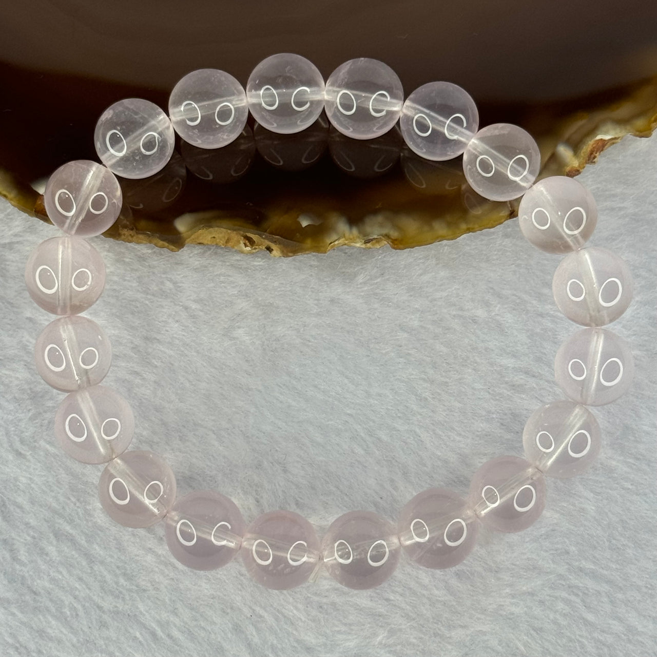 Natural Rose Quartz Beads Bracelet 天然玫瑰石英珠手链 29.34g 17.5cm 10.3mm 20 Beads