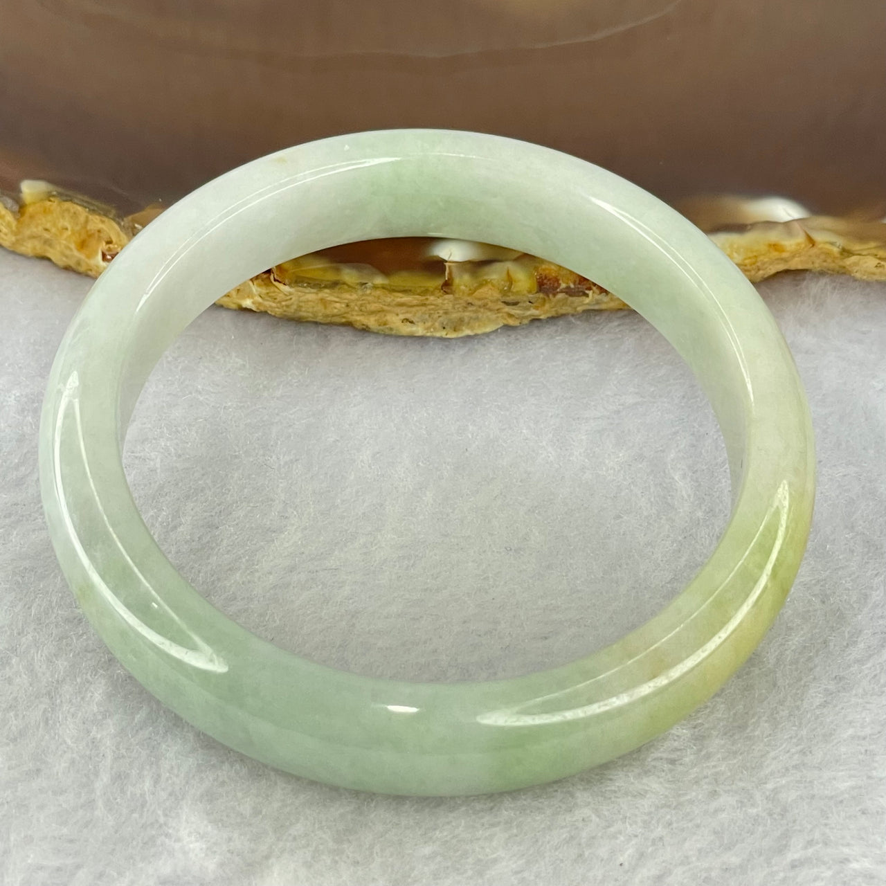 Type A Lavender and Green with Reddish Yellow Jadeite Bangle Internal Diameter 54.7mm 43.06g 12.0 by 7.6mm (Very Slight External Rough)