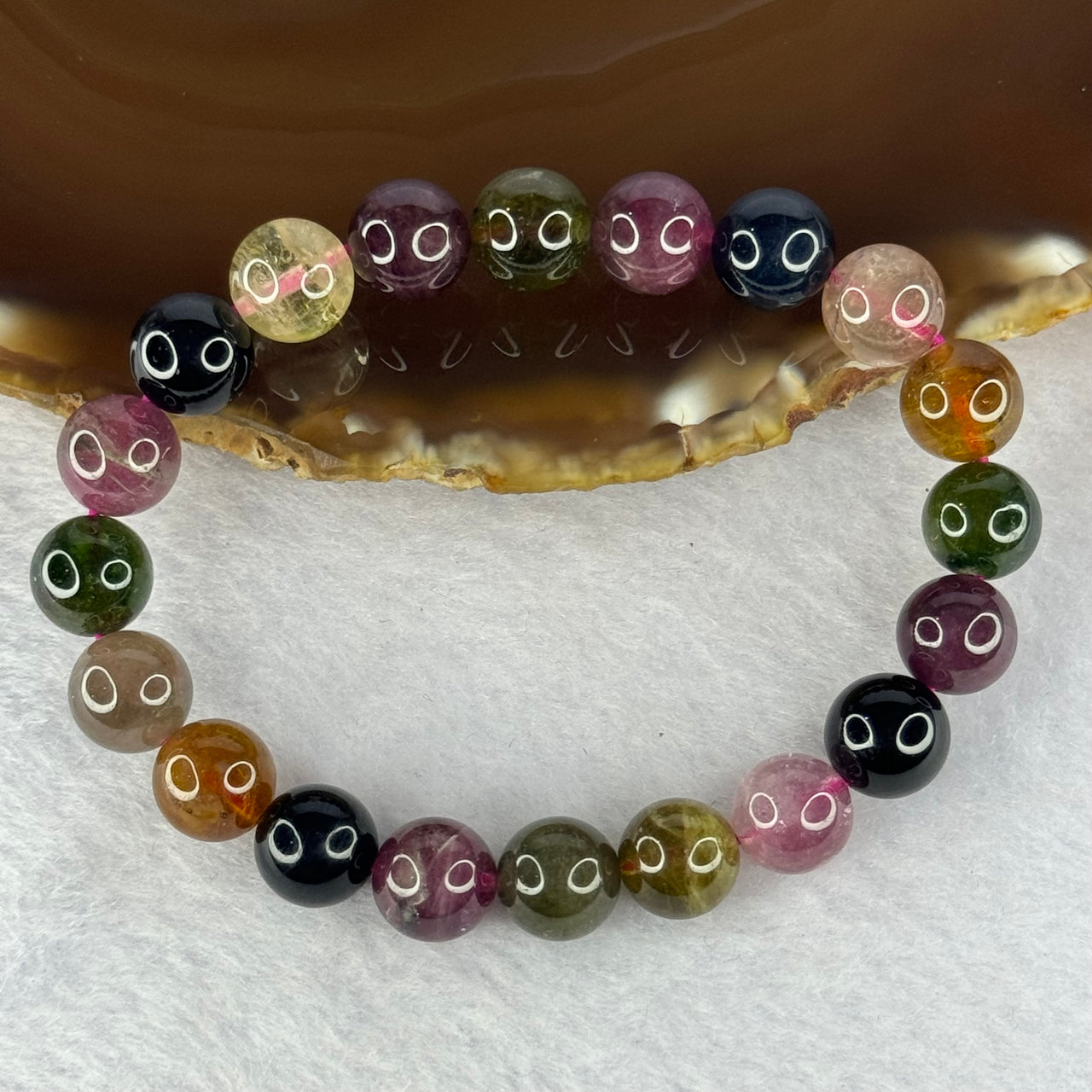 Good Grade Natural Tourmaline Beads Bracelet 好的天然碧玺珠手链 29.16g 16.5cm 9.8mm 20 Beads - Huangs Jadeite and Jewelry Pte Ltd