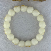 Natural White Color Bodhi Beads in Paw Bracelet 19.89g 16cm 12.8mm 17 Beads - Huangs Jadeite and Jewelry Pte Ltd