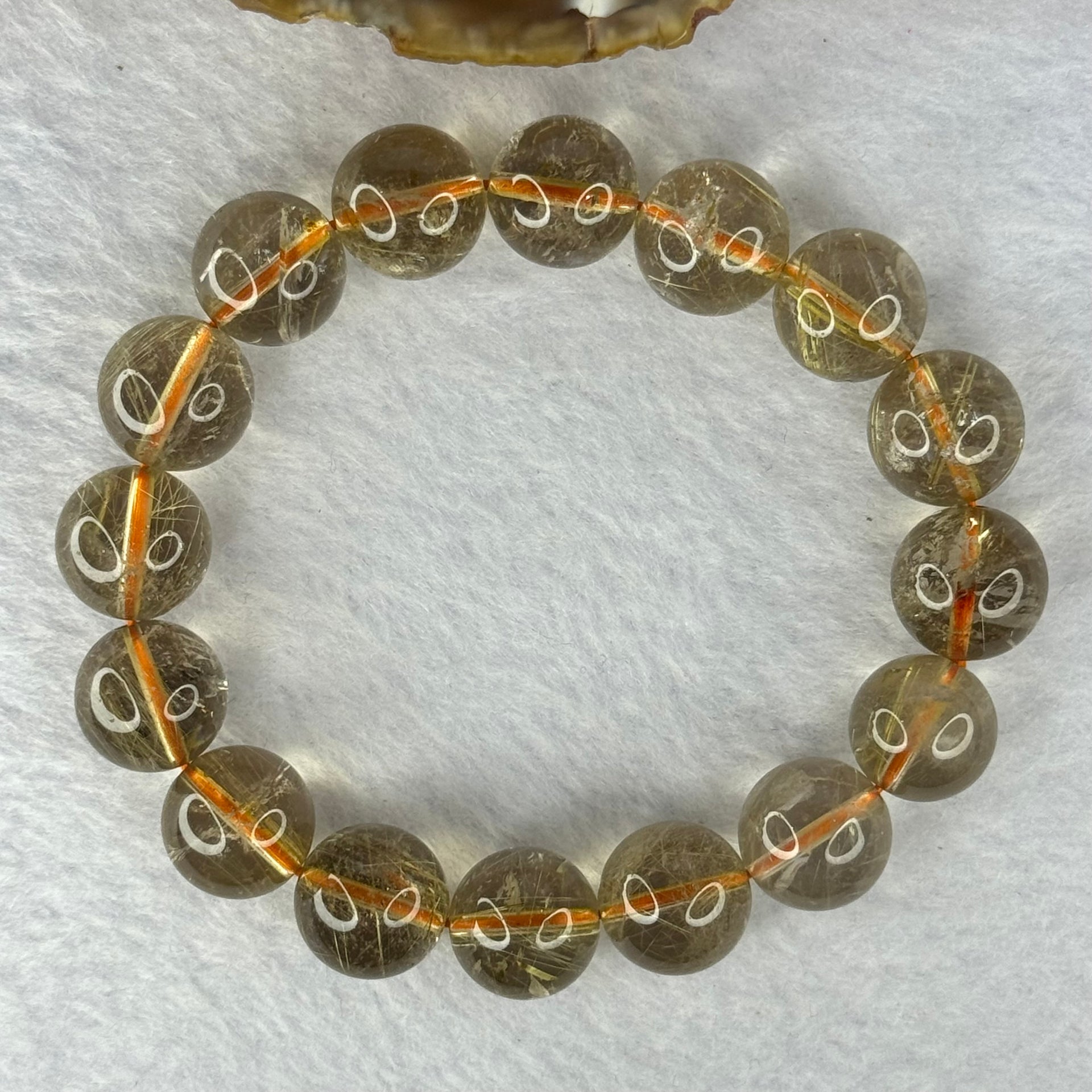 Natural Golden Rutilated Quartz Beads 天然金发水晶手链 50.25g 18cm 13.2mm 16 Beads - Huangs Jadeite and Jewelry Pte Ltd