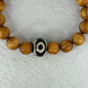 Natural Old Yabai Thuja Wood Beads With 3 Eyes Dzi Bead  Bracelet 老树崖柏三眼天珠手链 11.61g 16.5mm 10.2mm 18 Beads/ 14.1 by 11.0mm 1 Bead - Huangs Jadeite and Jewelry Pte Ltd