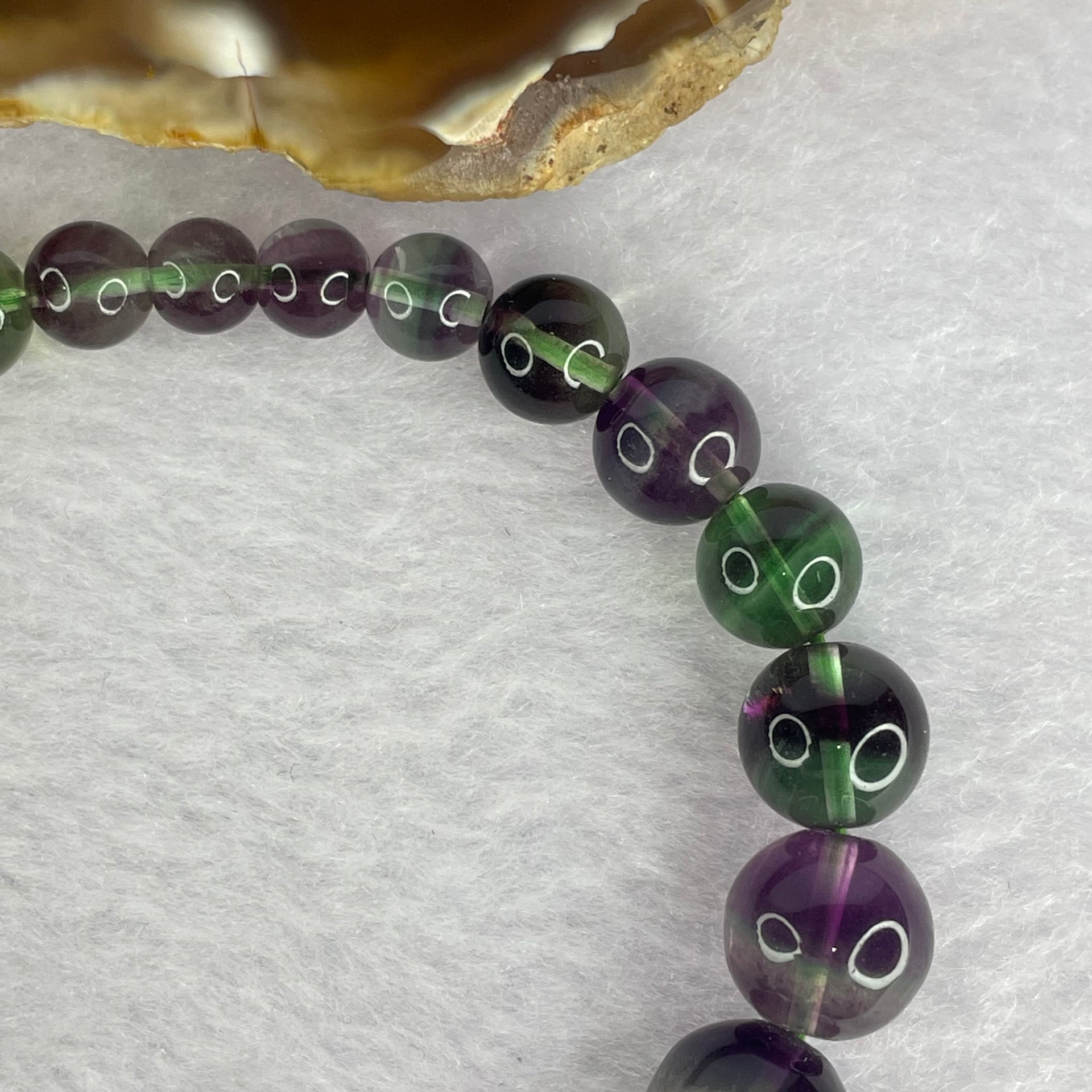 Natural Intense Deep Purple and Green Fluorite 21 Beads 12.4mm 32.70g - Huangs Jadeite and Jewelry Pte Ltd