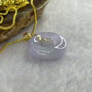 Type A Semi Icy Lavender Jadeite Ping An Kou Donut 平安扣 in 18k Gold Setting 3.29g 17.2 by 16.9 by 6.2mm with 925 Silver Necklace - Huangs Jadeite and Jewelry Pte Ltd