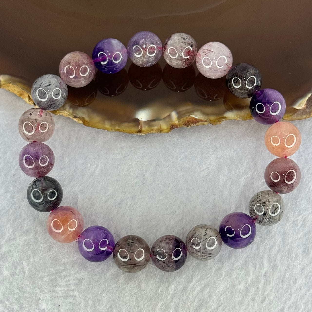 Natural Super 7 Beads Bracelet 28.79g 17cm 10.3mm 20 Beads