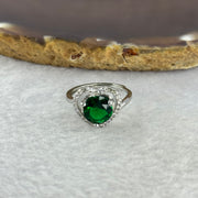 Simulated Emerald in PT950 Plated Sliver Sliver Ring (Adjustable Size) 款仿真祖母绿爱心戒指 2.59g 7.5 by 7.7 by 2.0mm - Huangs Jadeite and Jewelry Pte Ltd