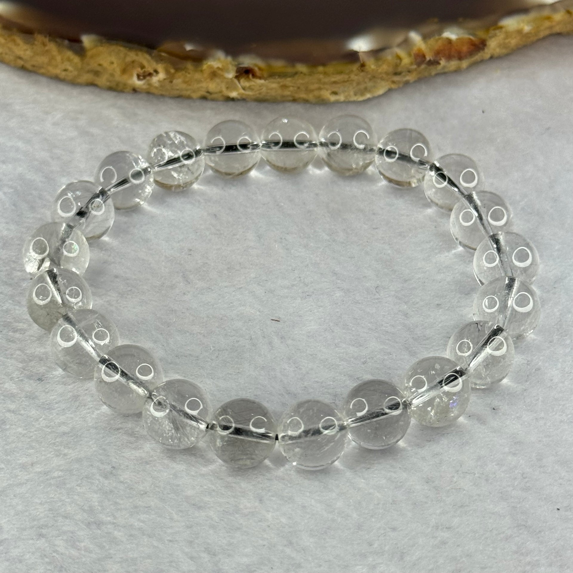 Natural Titanium Rutilated Clear Quartz 22.56g 16cm 9.3mm 21 Beads - Huangs Jadeite and Jewelry Pte Ltd